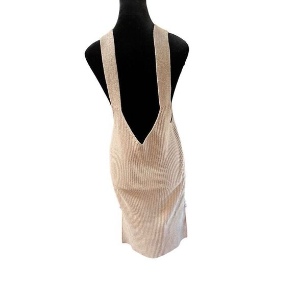 MOUSSY RIB KNIT JUMPER Sweater Overalls Dress Tan Women’s S/M/L Free Size - Picture 5 of 16